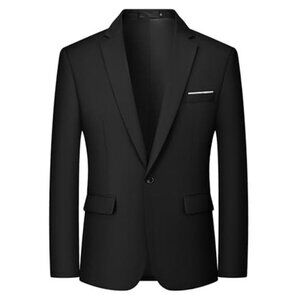 Mens One Button Blazer Slim Fit Casual Suit Jacket Lightweight Sport Coat Formal